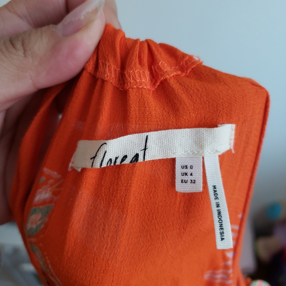 Anthropologie Floreat Orange Livia Halter Dress Size 0 - Picture 5 of 6